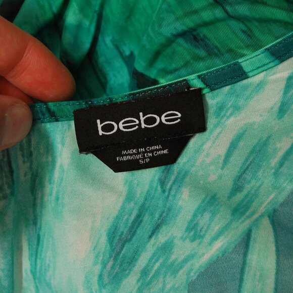 Y2K Bebe Top (S) vintage jungle green wrap tie blouse small - Picture 8 of 8